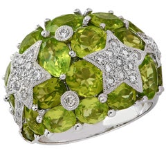 Diamond and Peridot Dome Star Ring