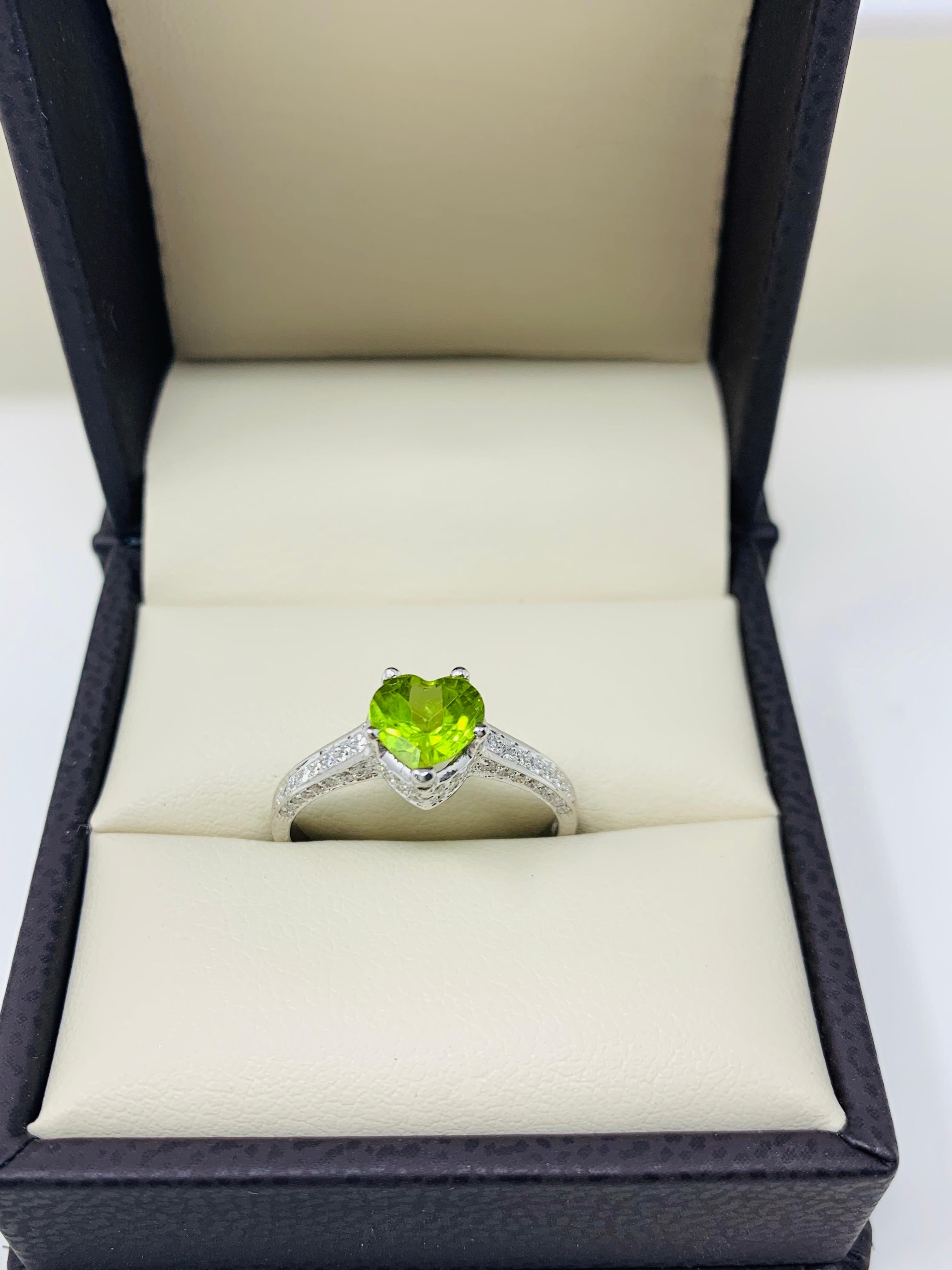 diamond peridot engagement ring
