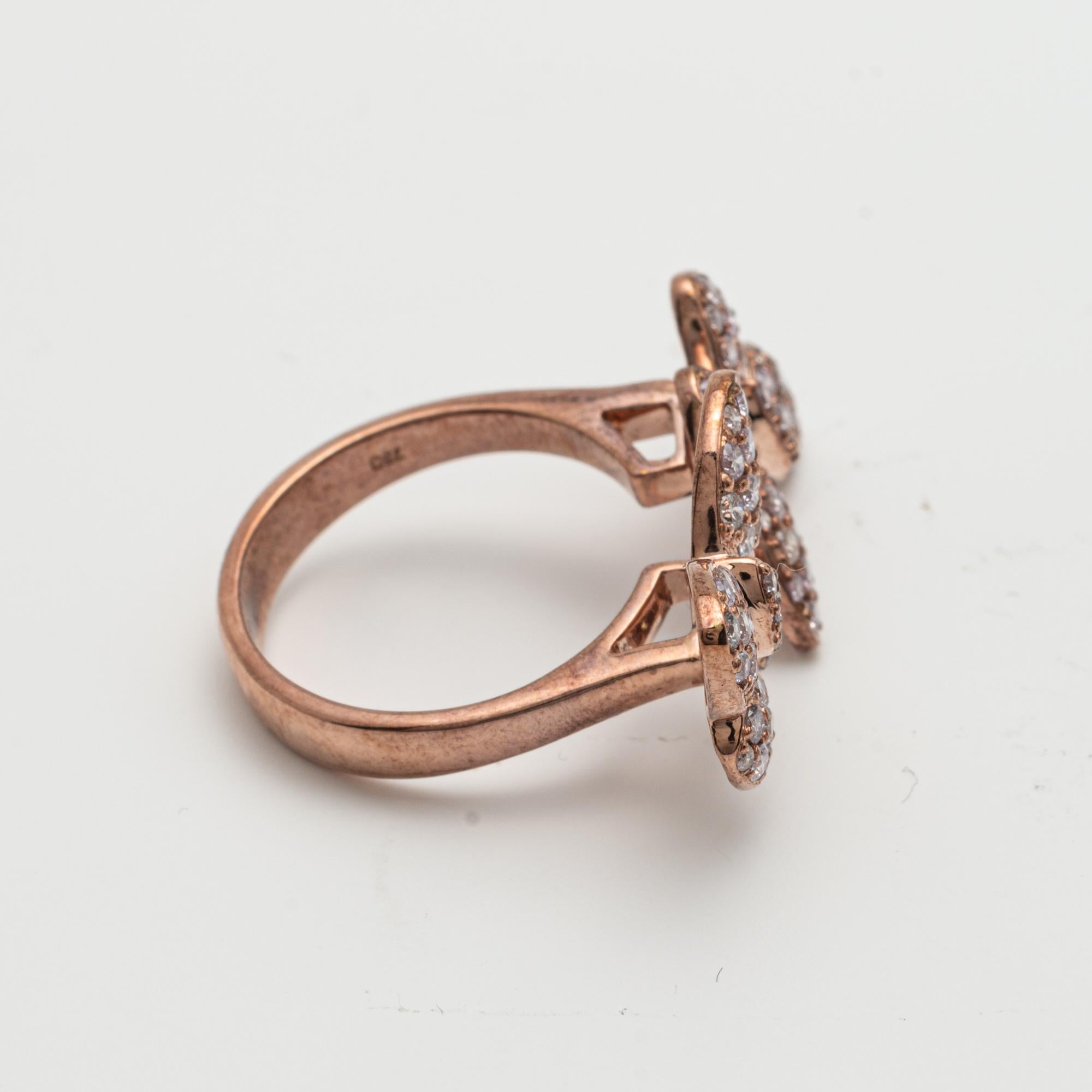 Round Cut Diamond and Pink Diamond Ring Butterfly Ring