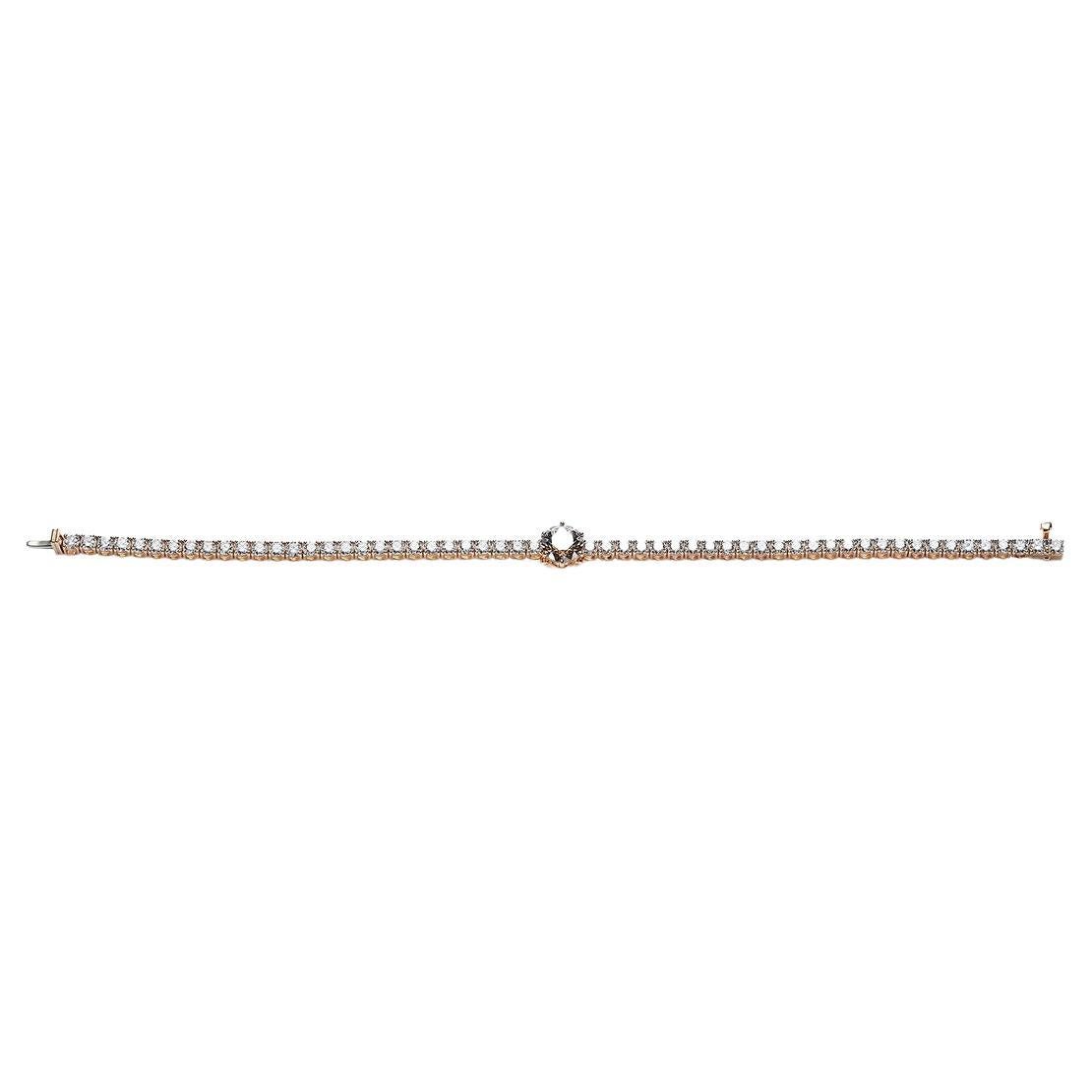 Diamond and Pink Gold Bracelet For Sale