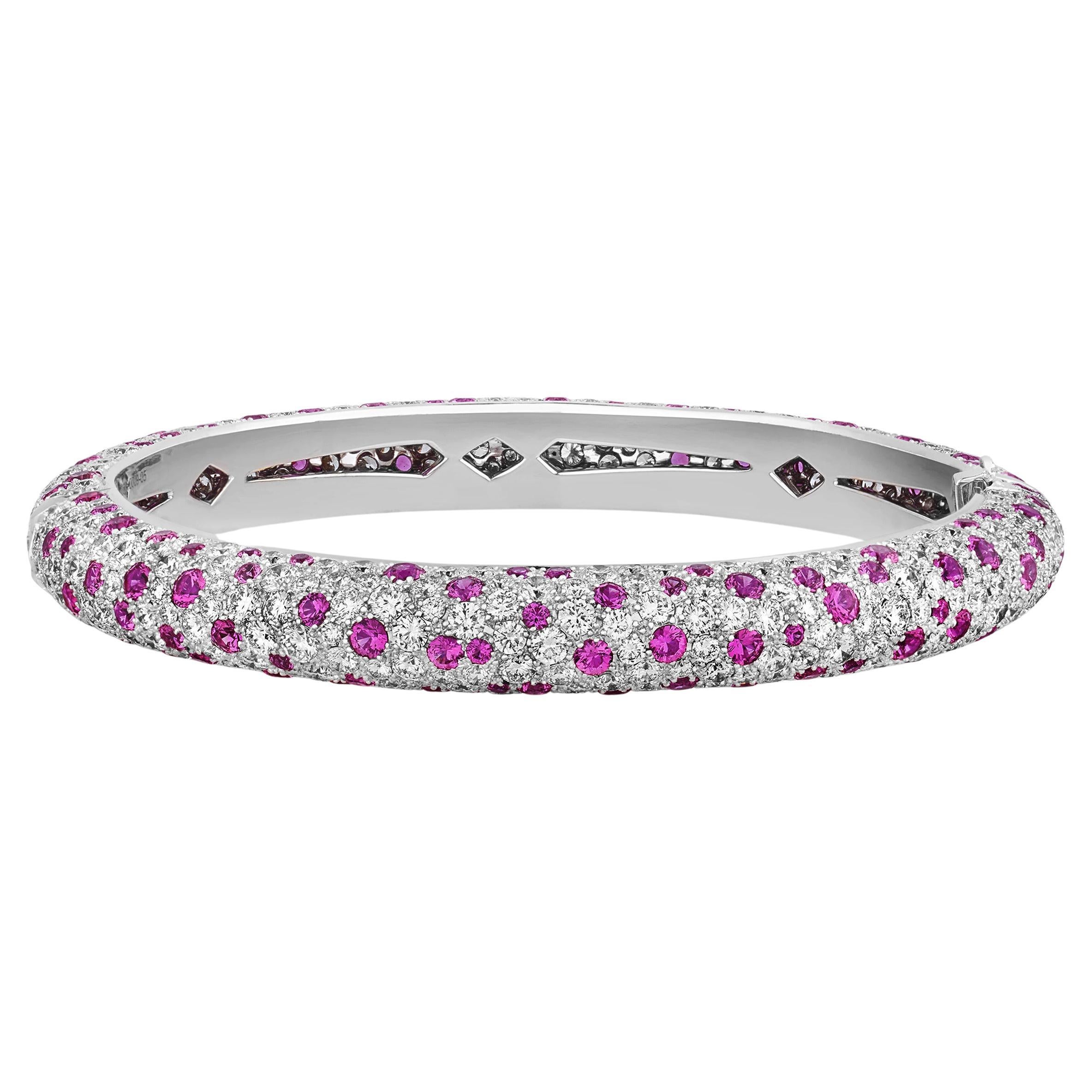 Bracelet en diamant et saphir rose en vente