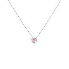 Diamond and Pink Sapphire Circle Pendant Necklace