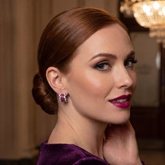 Diamond and Pink Sapphire Corset by Earrings by Stefan Hafner