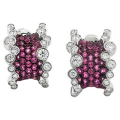 Diamond and Pink Sapphire Corset by Earrings by Stefan Hafner