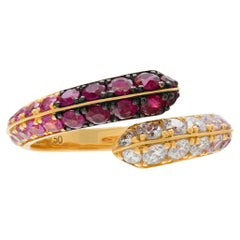 Crossover-Ring aus Roségold mit Diamanten und rosa Saphiren