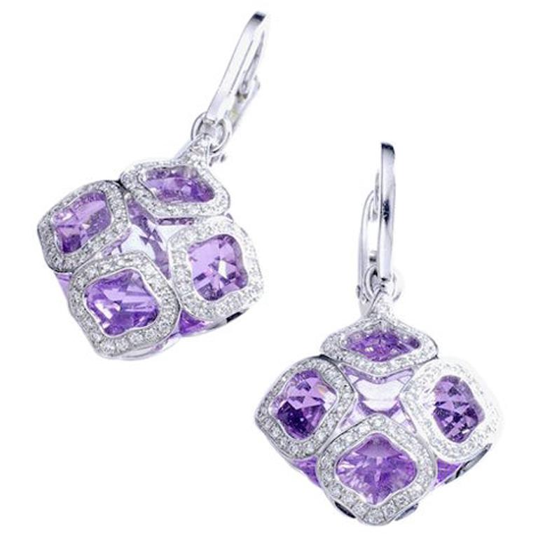 Chopard Imperiale Amethyst Diamond White Gold Earrings For Sale