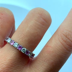 Diamond And Pink Sapphire Full Eternity Ring In 18ct White Gold