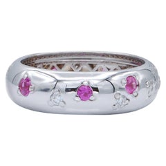 Diamond and Pink Sapphire Gold Band Ring