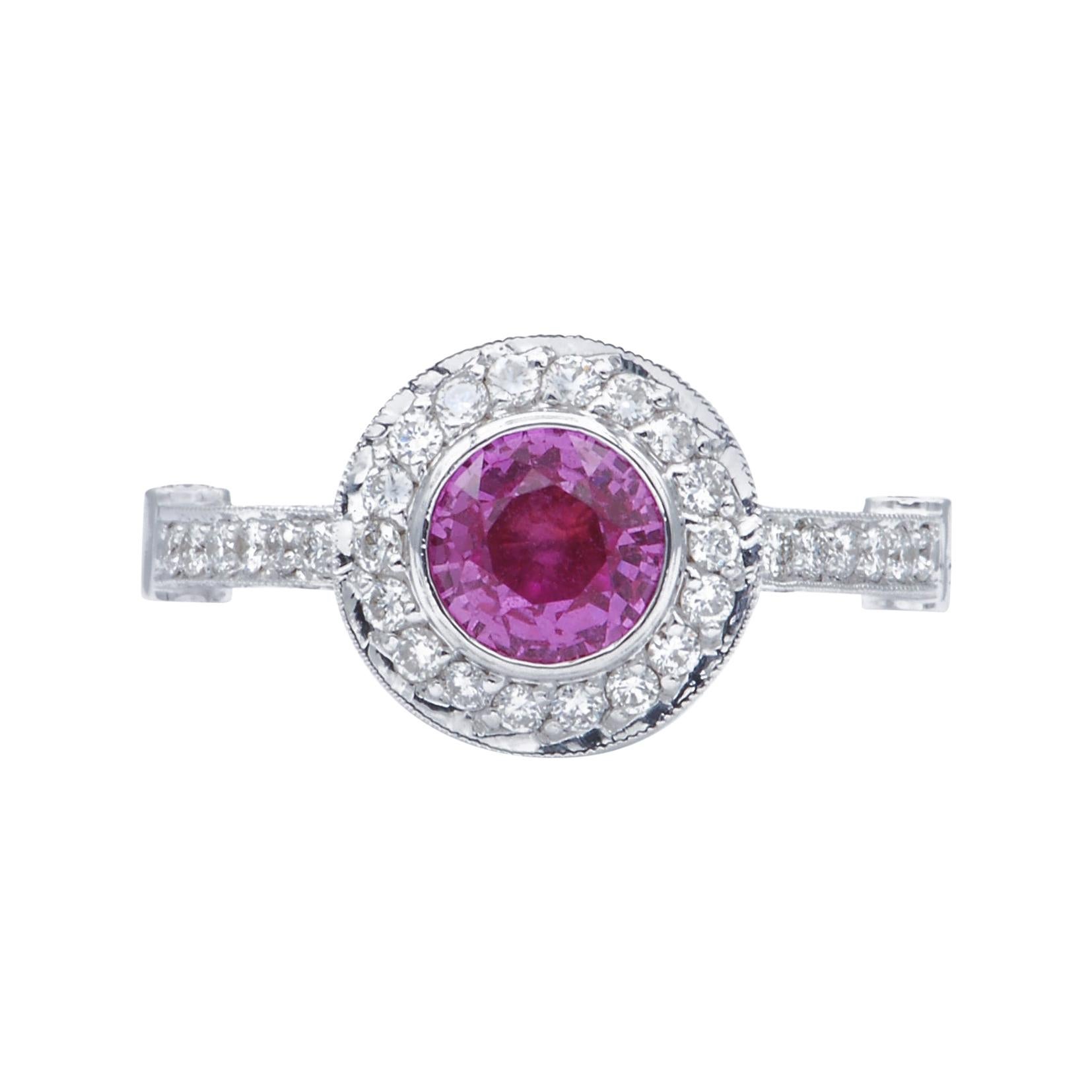 Diamond and Pink Sapphire Gold Cocktail Ring For Sale