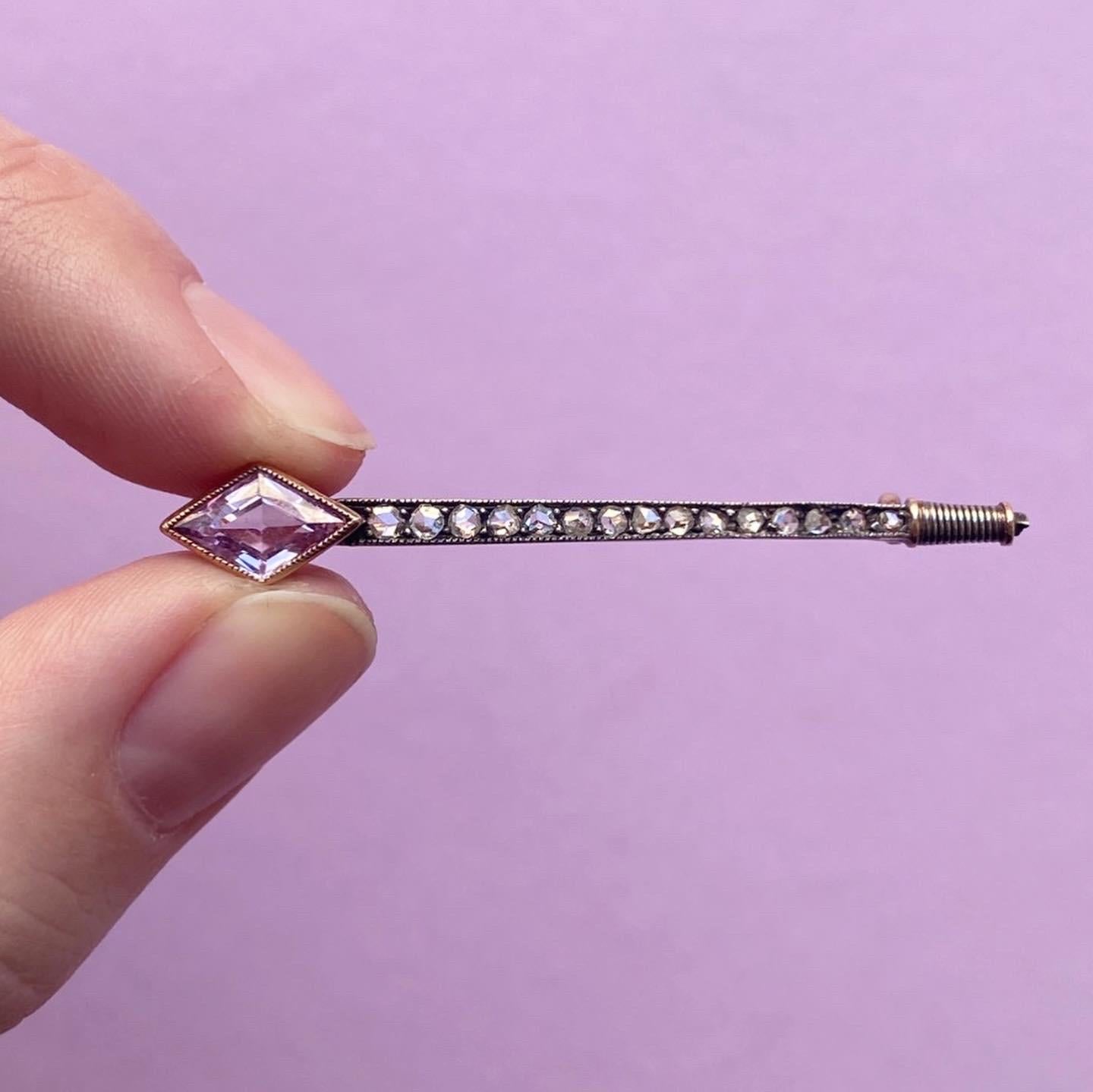 Art Deco Diamond and Pink Sapphire Nail Pendant For Sale