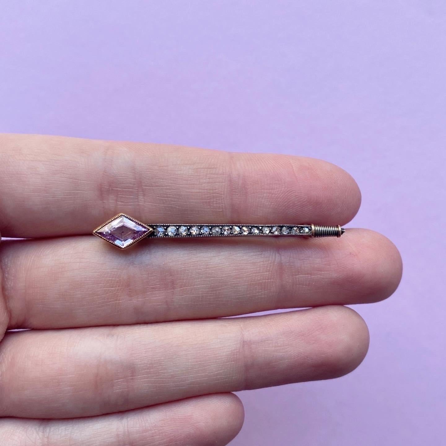 Kite Cut Diamond and Pink Sapphire Nail Pendant For Sale