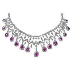 Diamond and Pink Sapphire Necklace