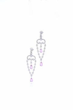 Adler Diamond and Pink Sapphire on White Gold Earrings