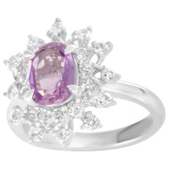 Diamond and Pink Sapphire Oval Platinum Ring