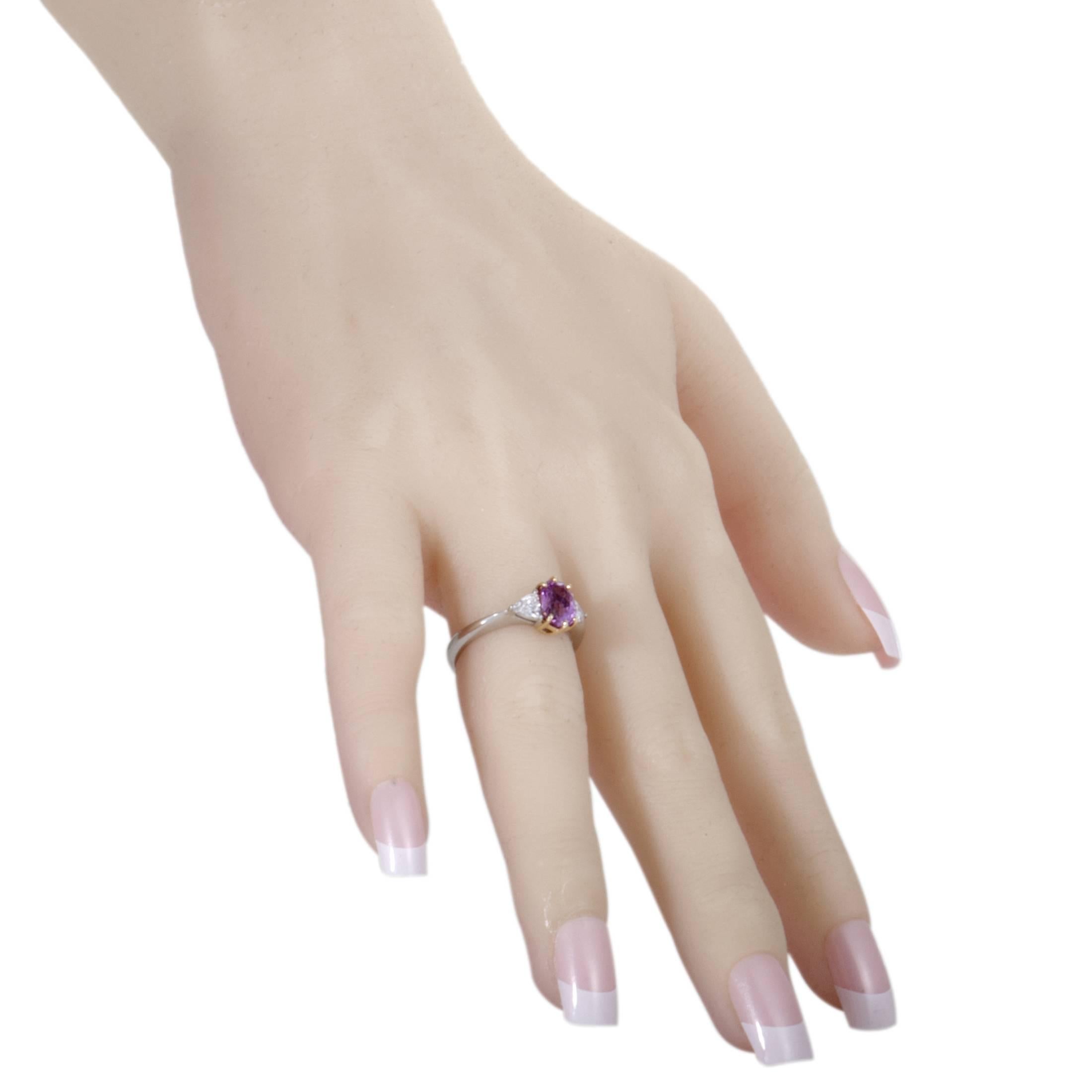 Women's Diamond and Pink Sapphire Platinum and Gold Ring