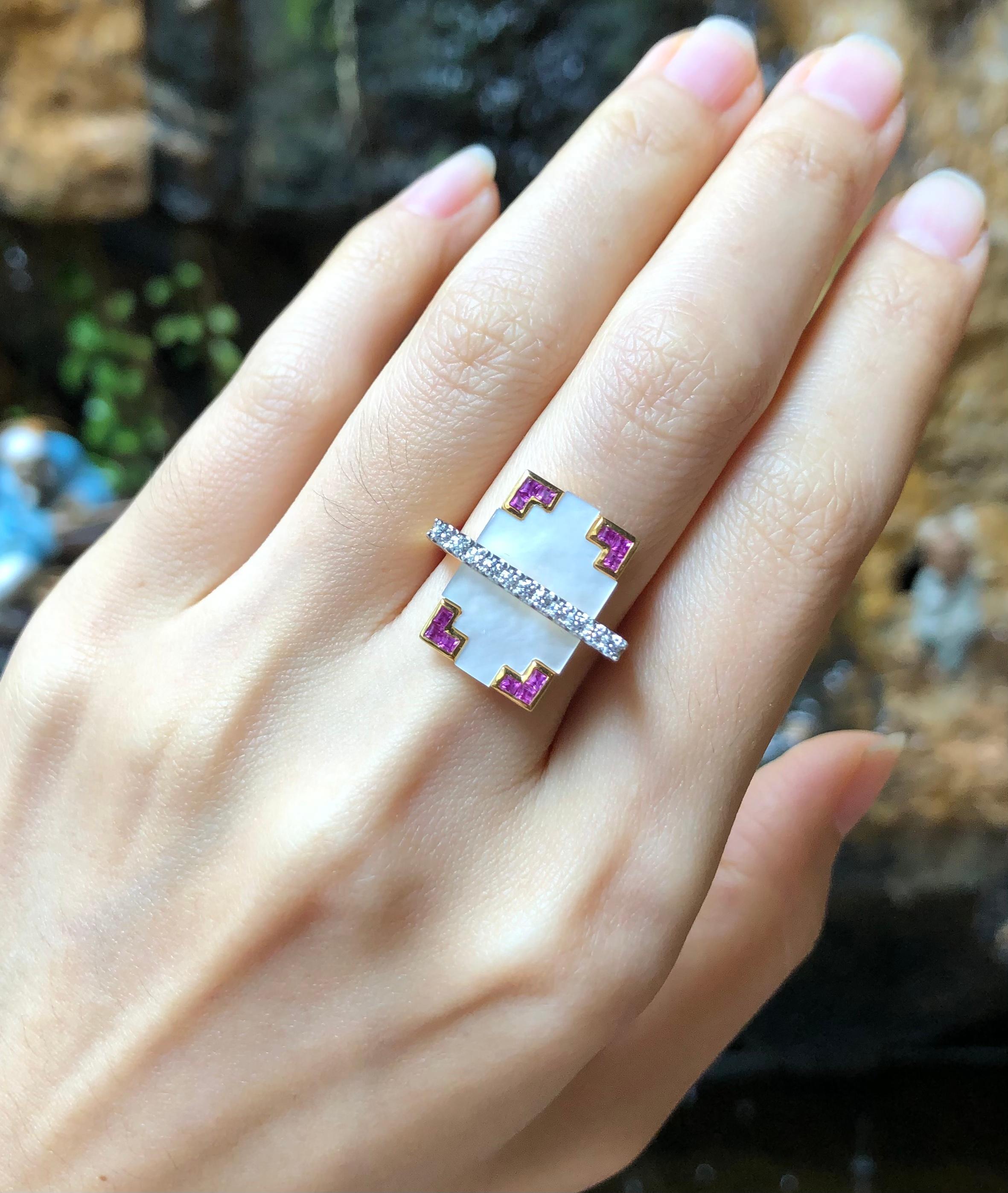 Mixed Cut Diamond and Pink Sapphire Ring Set in 18 Karat Gold by Kavant & Sharart