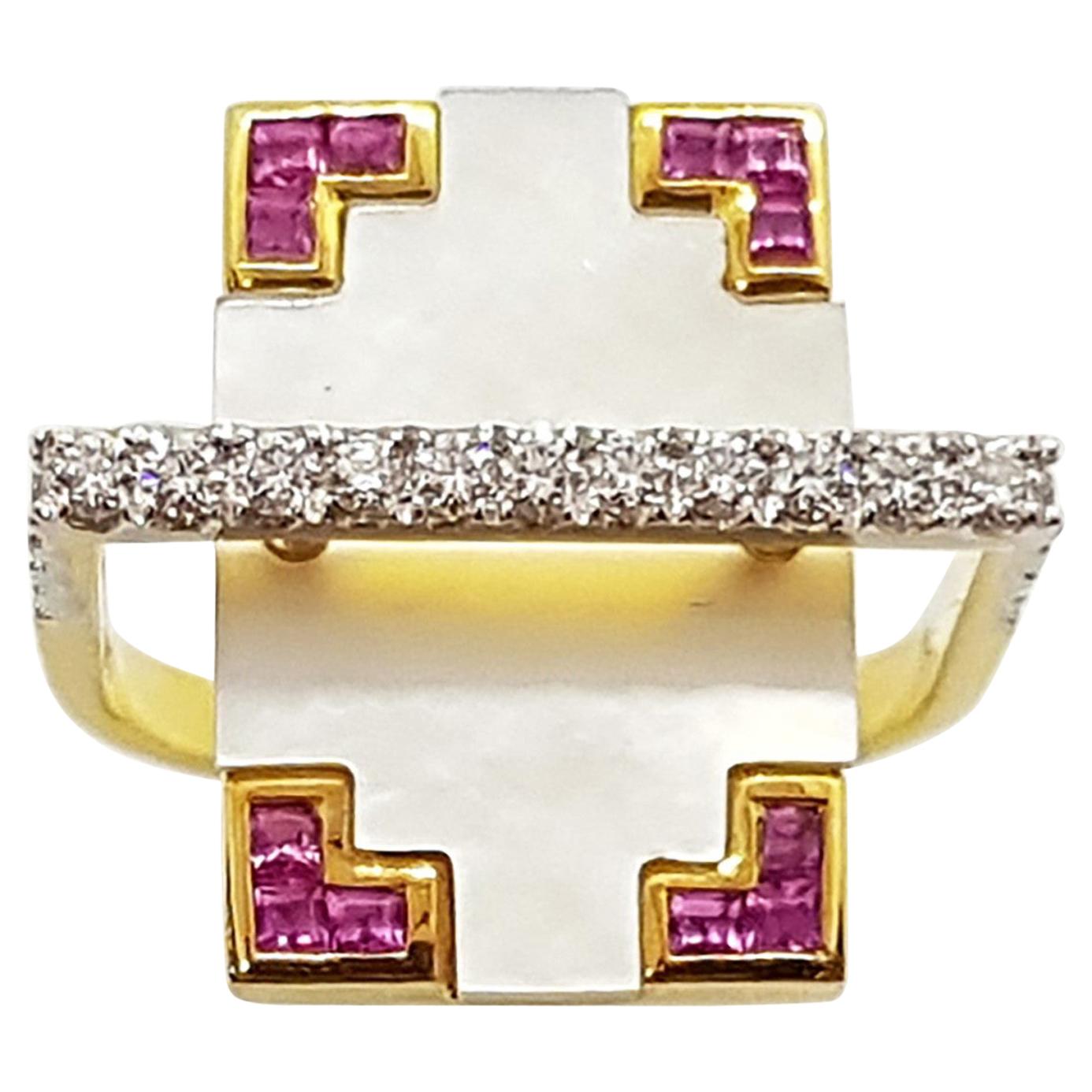 Diamond and Pink Sapphire Ring Set in 18 Karat Gold by Kavant & Sharart