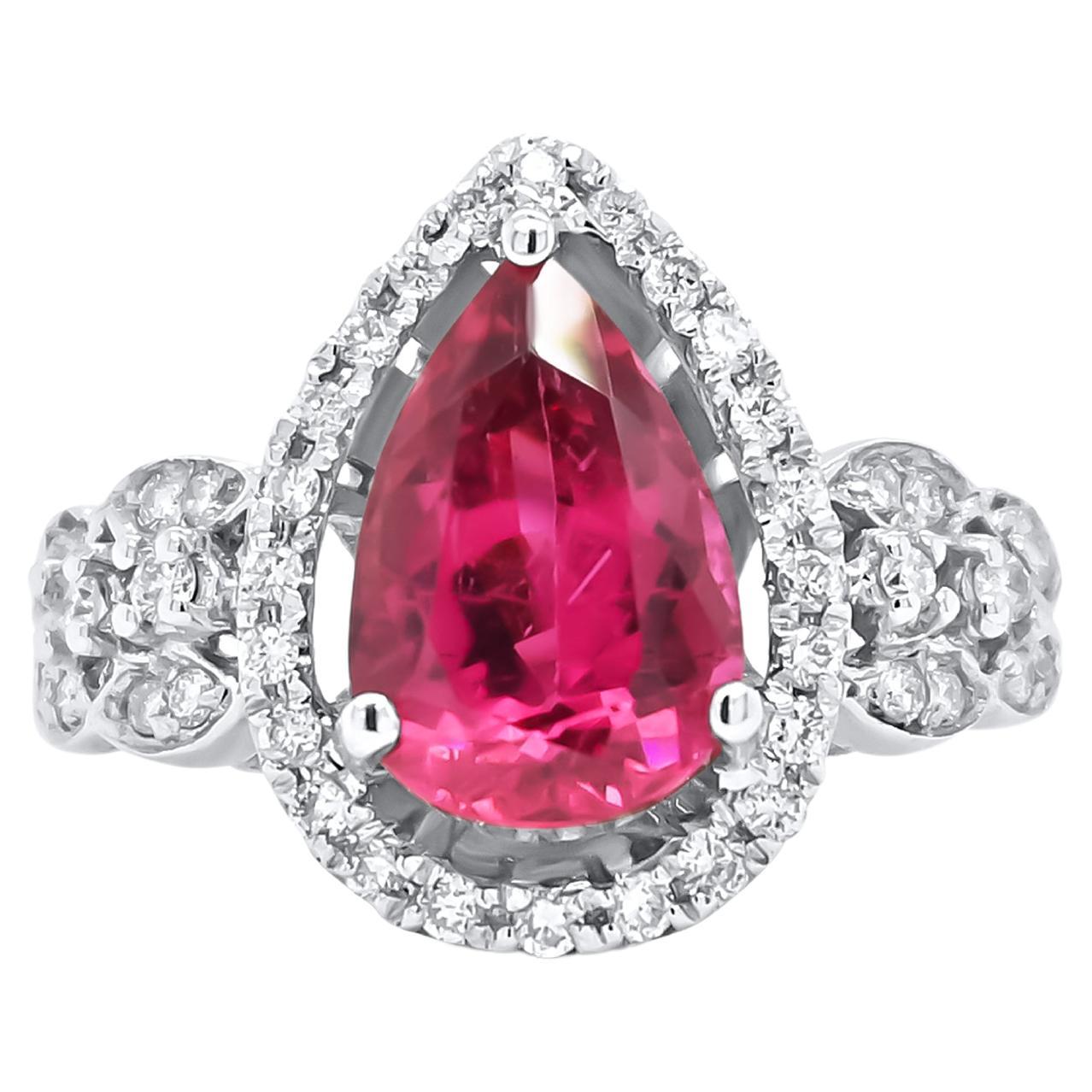 Diamond and Pink Tourmaline Ring For Sale