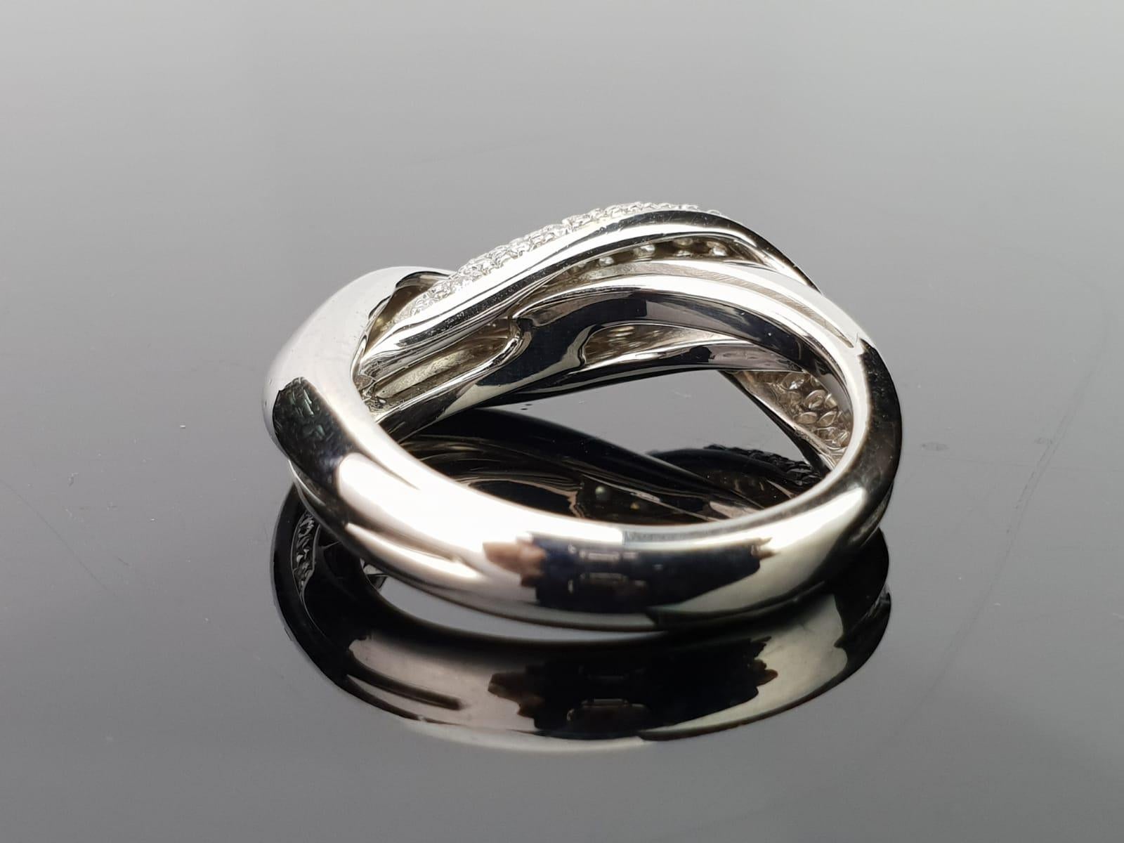 Modern Diamond and Platinum Band Ring For Sale