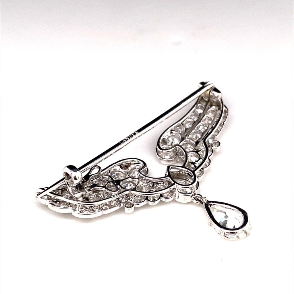 Late Victorian Diamond and Platinum Brooch by Cartier, Circa 1900 For Sale
