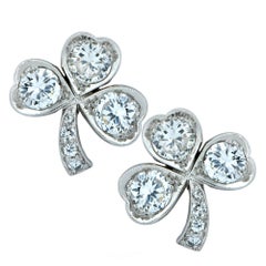 Diamond and Platinum Clover Stud Earrings