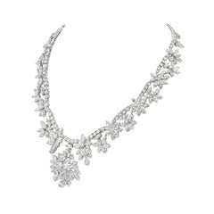 Diamond and Platinum Cluster Wreath Necklace