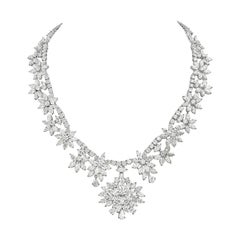 Diamond and Platinum Cluster Wreath Necklace