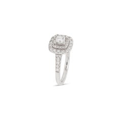 Diamond and Platinum Double Halo Cluster Engagement Ring