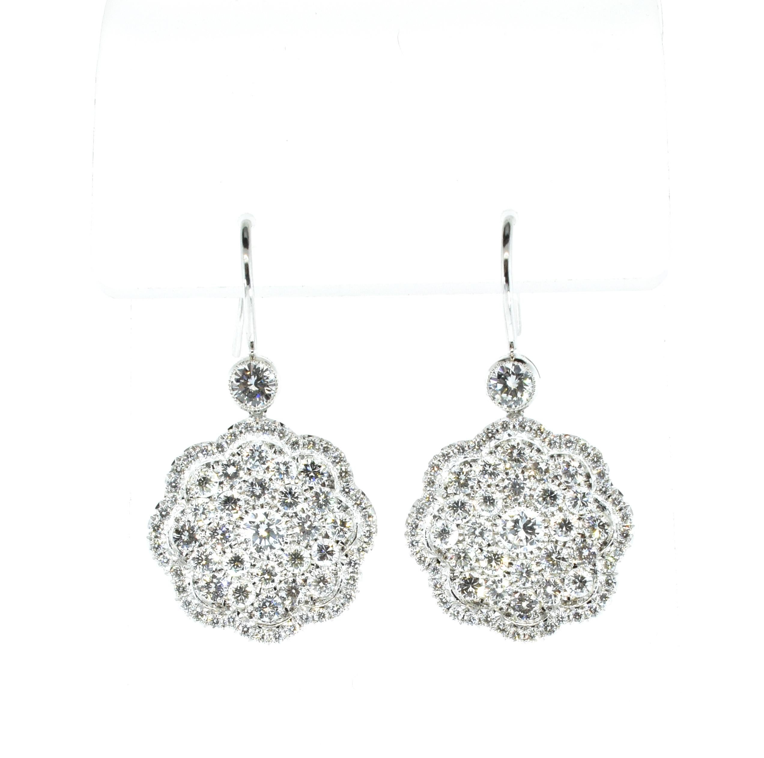 Contemporary Diamond and Platinum Earrings