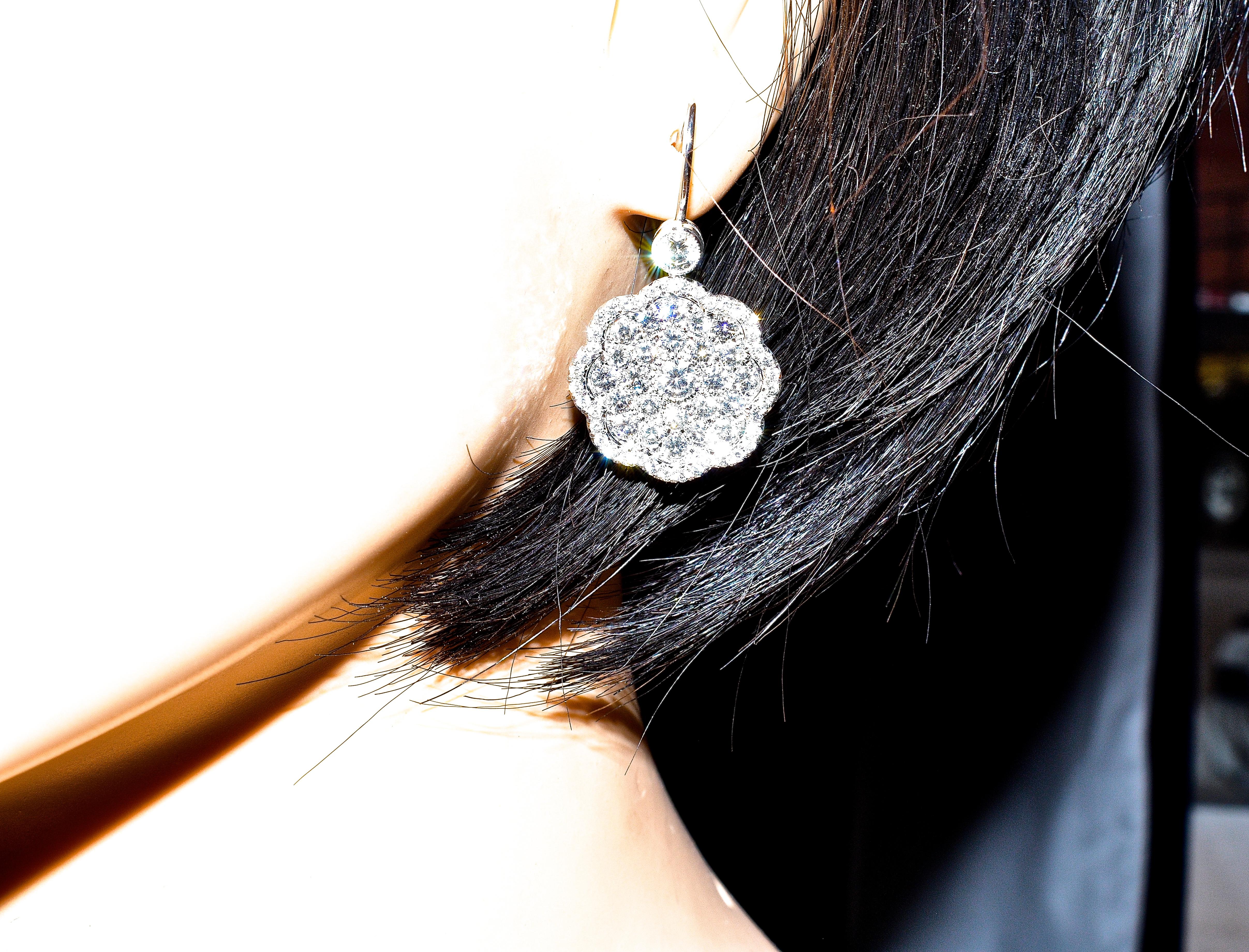 Women's or Men's Diamond and Platinum Earrings