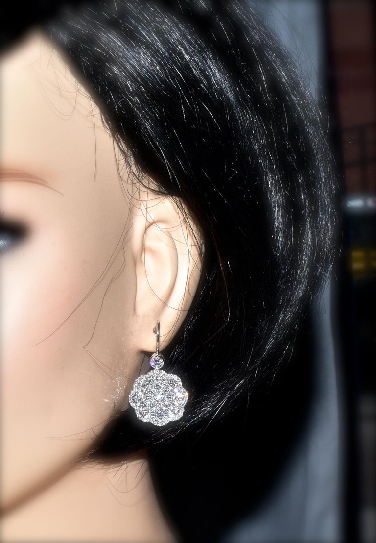 Diamond and Platinum Earrings For Sale at 1stDibs