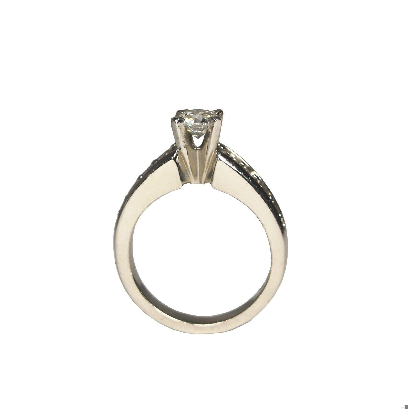 Women's Diamond and Platinum Engagement Ring, Sizable For Sale