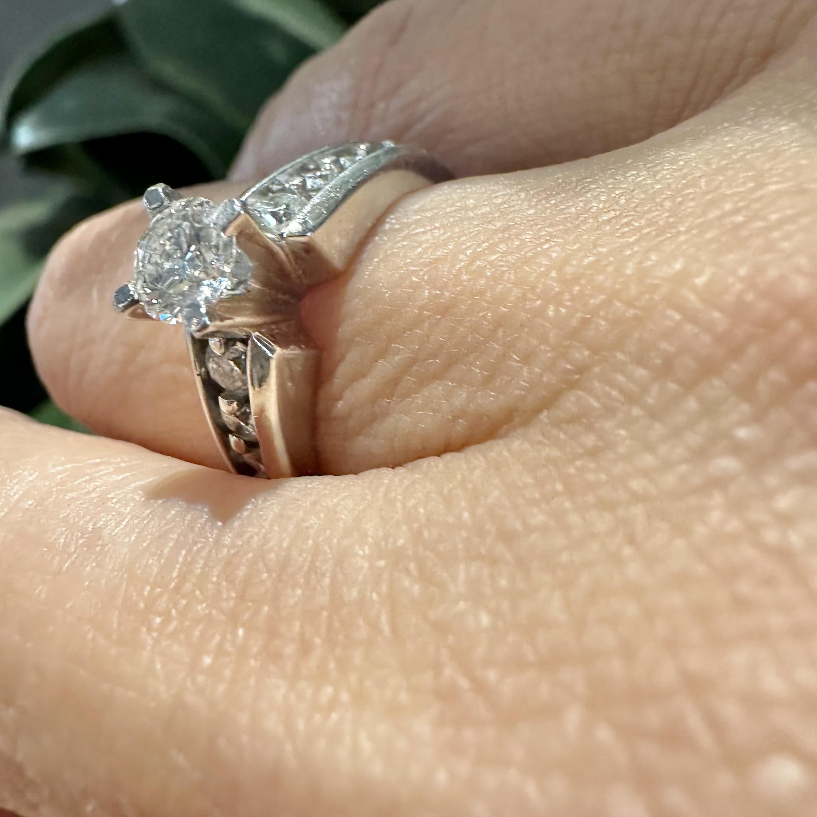 Diamond and Platinum Engagement Ring, Sizable For Sale 2