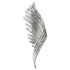 Diamond and Platinum Feather Brooch, 5.40 Carat