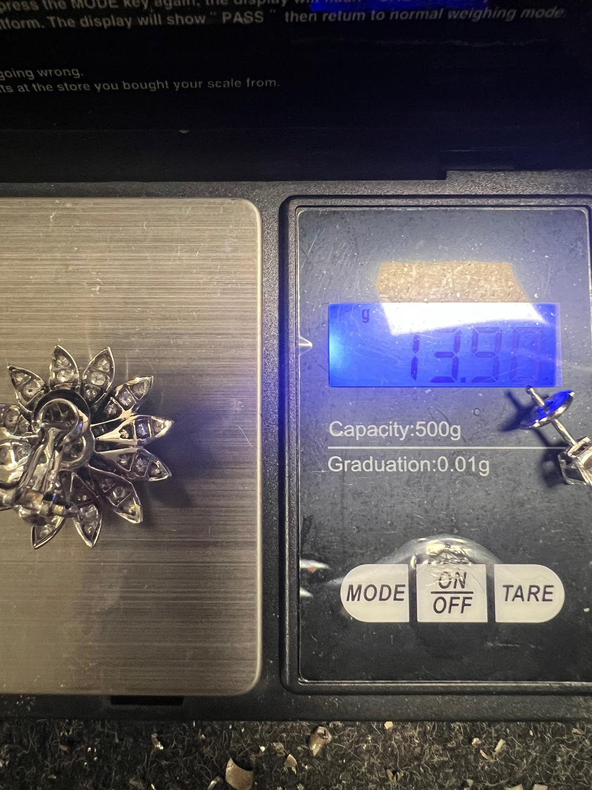 Pendientes Flor de diamantes y platino de hacia 1960 en venta 5