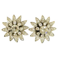 Diamond and Platinum Flower Earrings from circa 1960