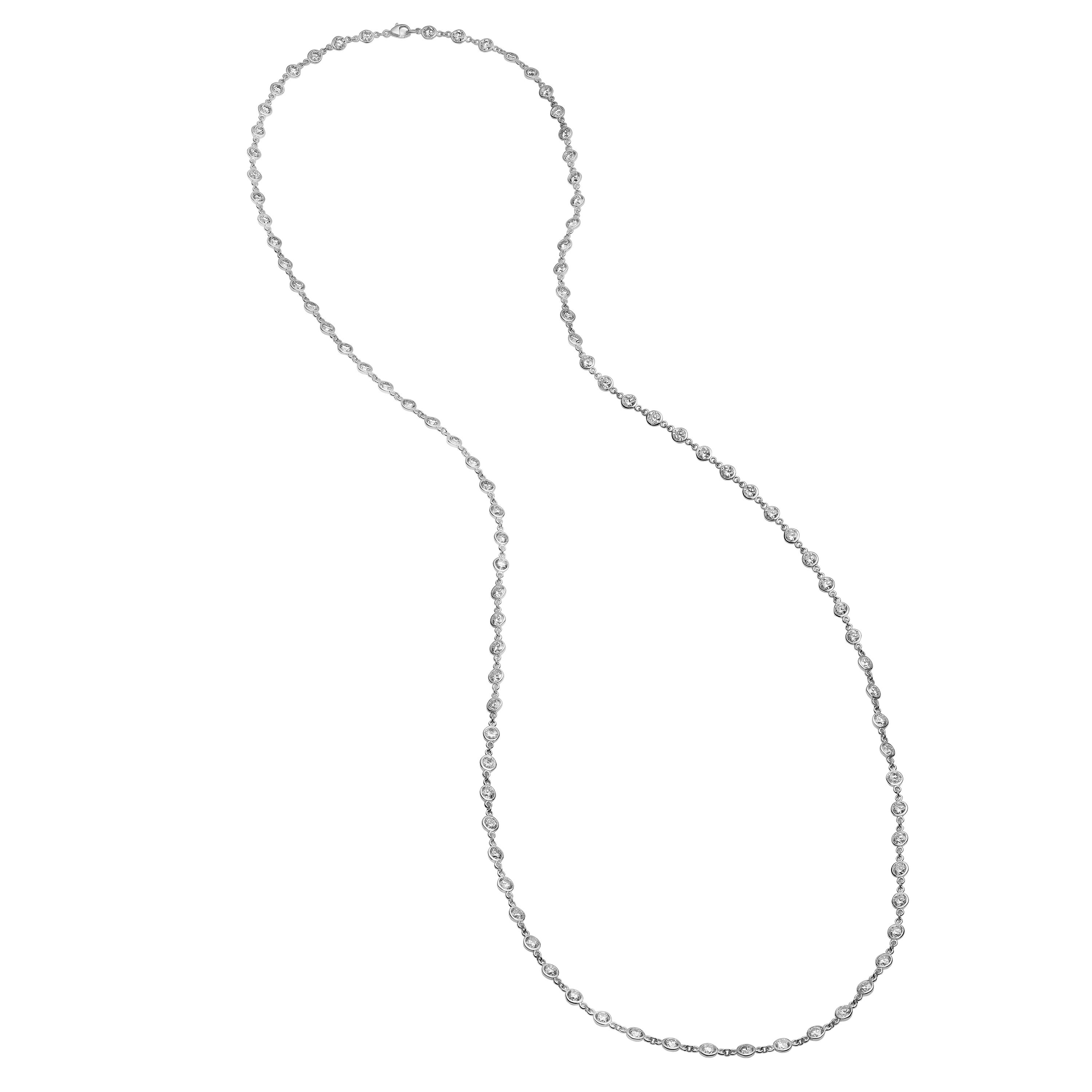 Lange Kette aus Diamant und Platin im Angebot