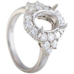Diamond and Platinum Oval Engagement Ring Mounting