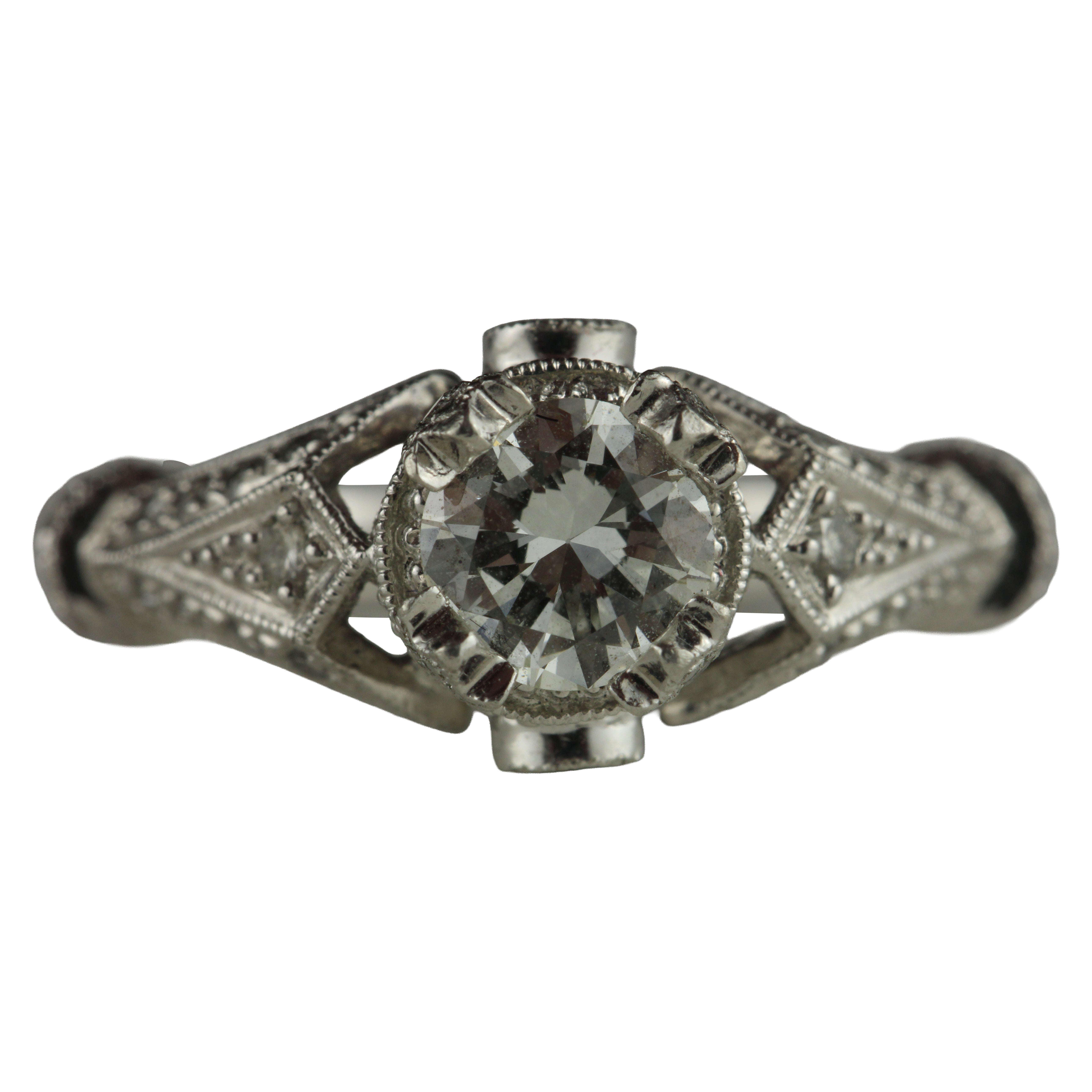 Diamond and Platinum Ring For Sale