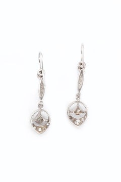 Diamond and Platinum Rose Cut Edwardian Earrings