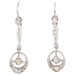 Diamond and Platinum Rose Cut Edwardian Earrings