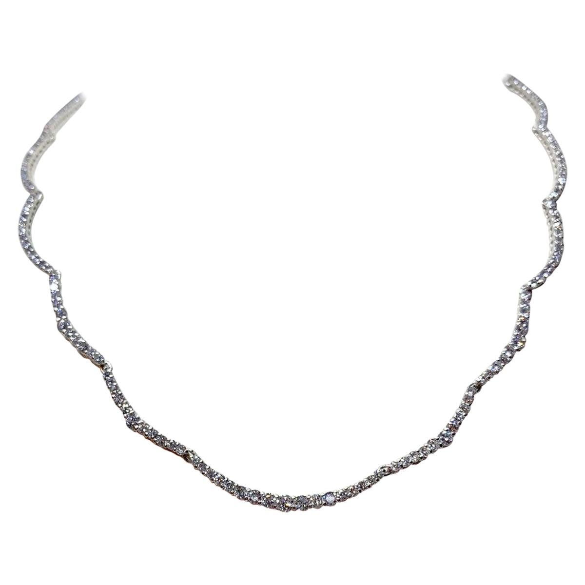 Diamond and Platinum Scalloped Necklace