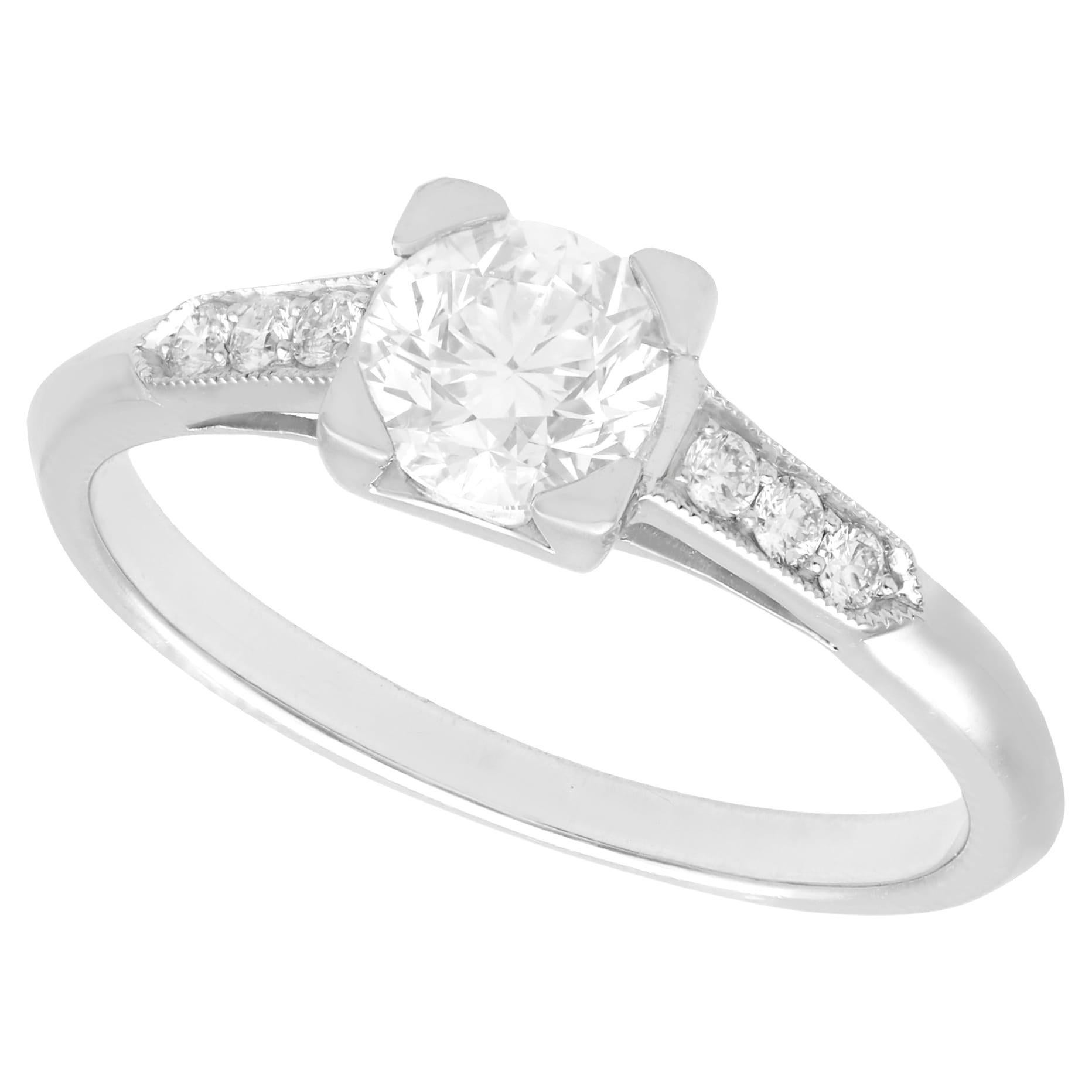 Diamond and Platinum Solitaire Enagement Ring For Sale