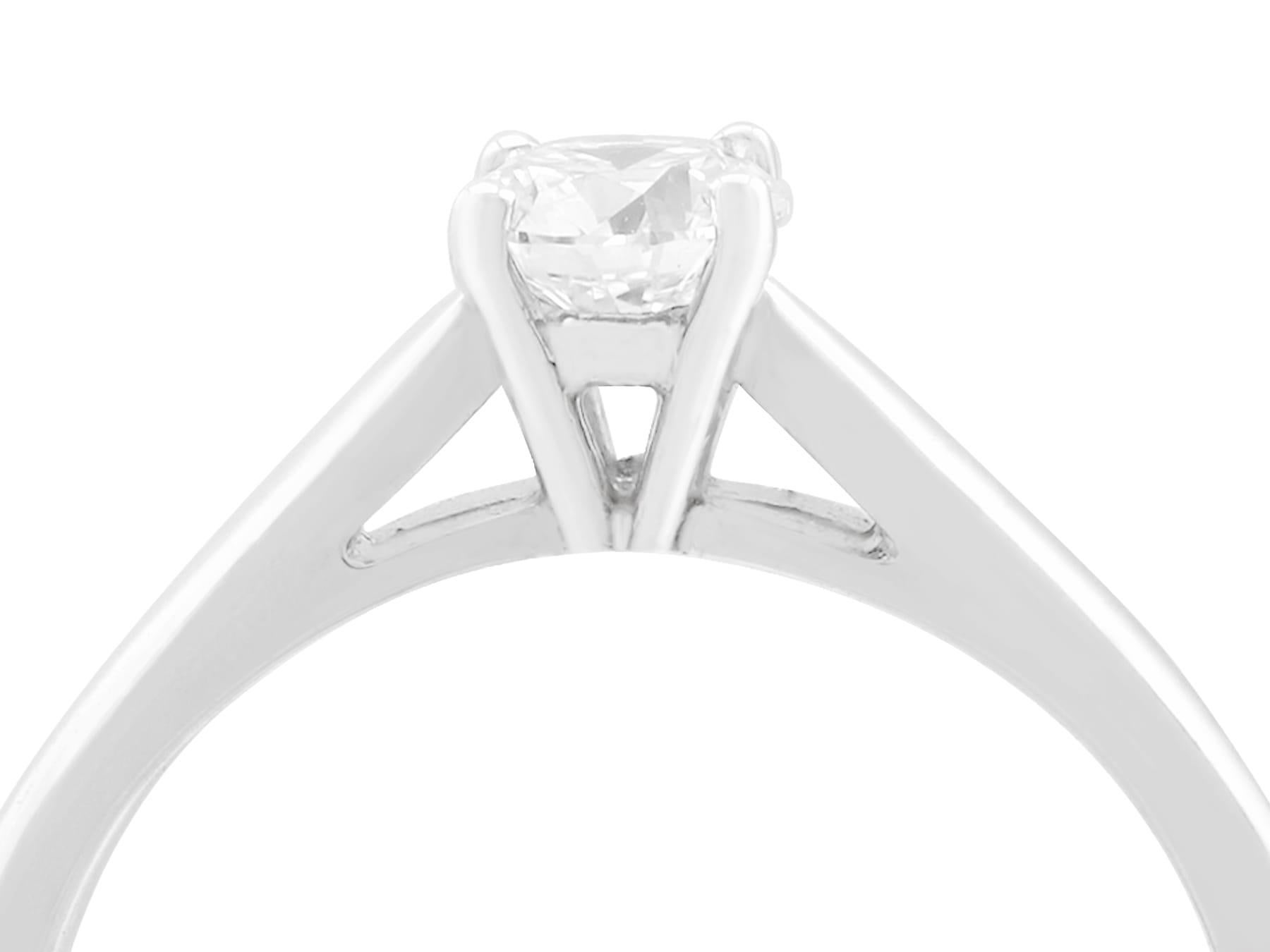 An impressive contemporary 0.40 carat diamond and platinum solitaire style engagement ring; part of our diverse diamond  jewelry collections.

This fine and impressive 0.40 carat diamond ring has been crafted in platinum.

The four claw setting