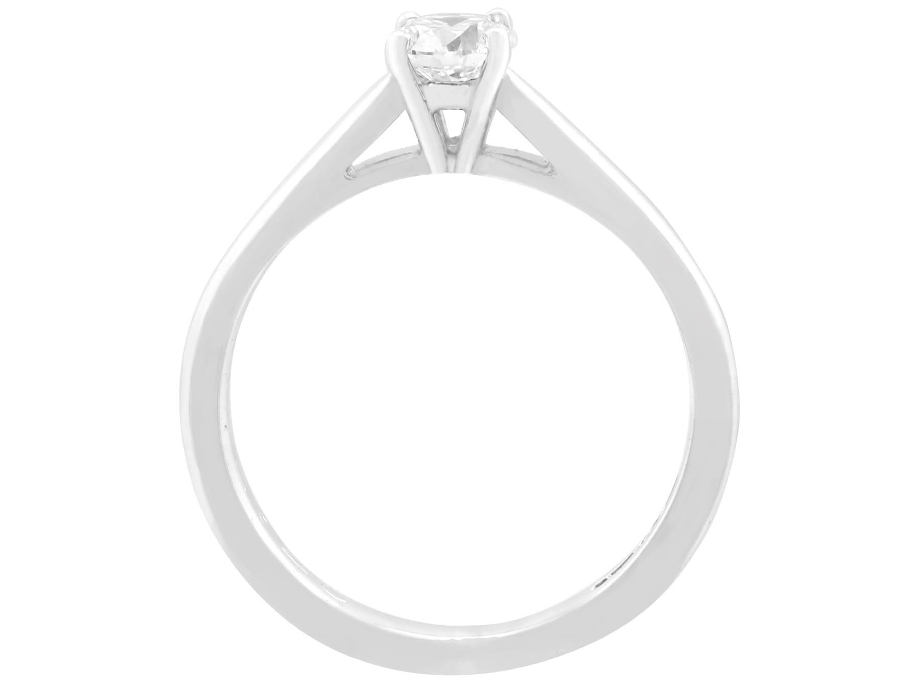 Round Cut Diamond and Platinum Solitaire Engagement Ring For Sale