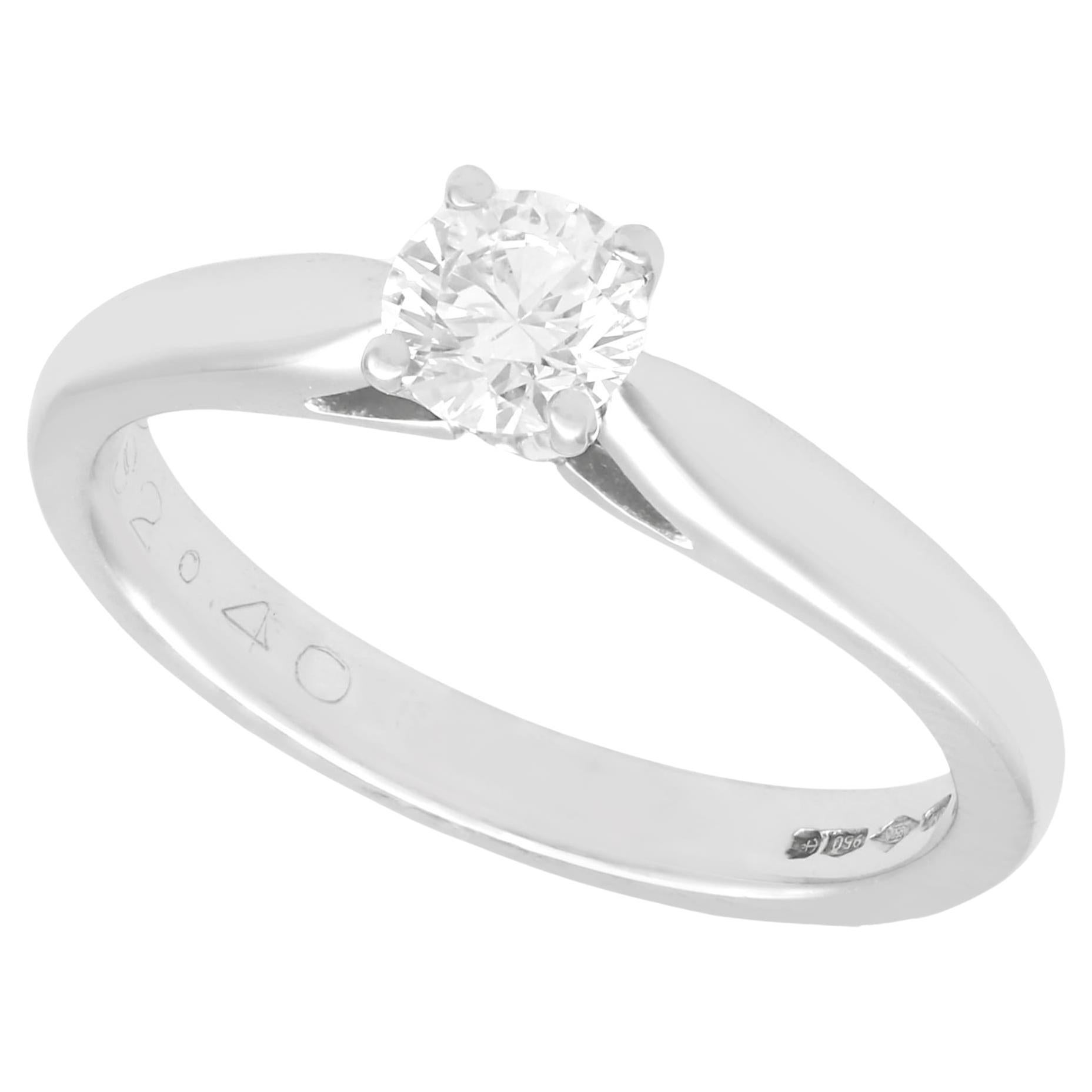 Diamond and Platinum Solitaire Engagement Ring For Sale