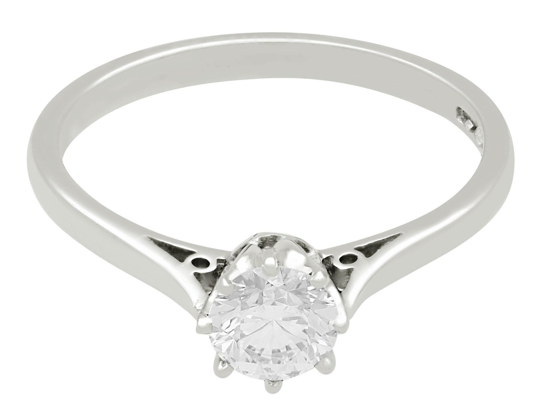 Round Cut Diamond and Platinum Solitaire Engagement Ring, circa 1980