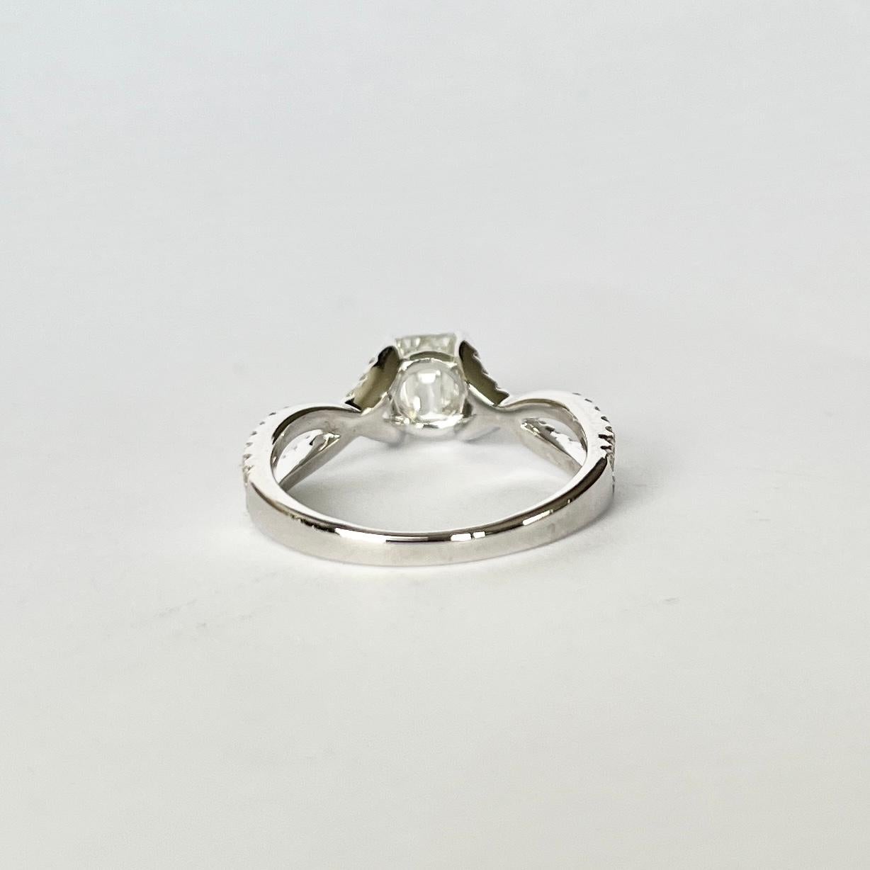 Diamond and Platinum Solitaire Ring In Good Condition For Sale In Chipping Campden, GB