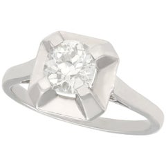 Antique French, Diamond and Platinum Solitaire Ring