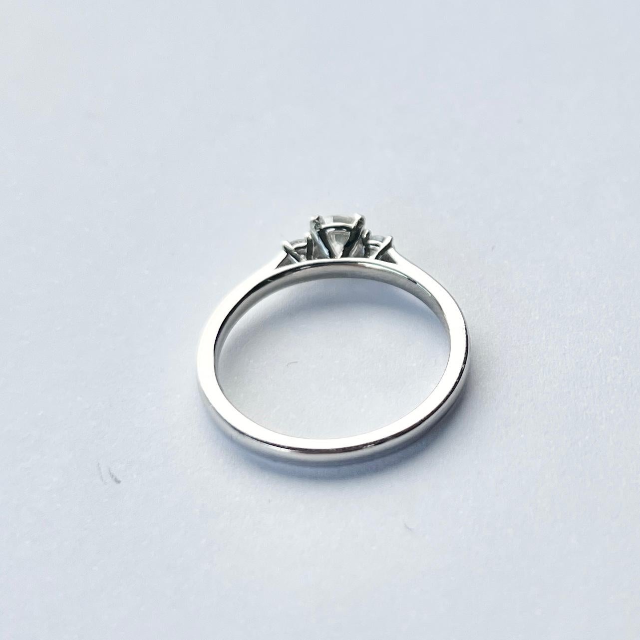 Women's Diamond and Platinum Three-Stone Ring For Sale